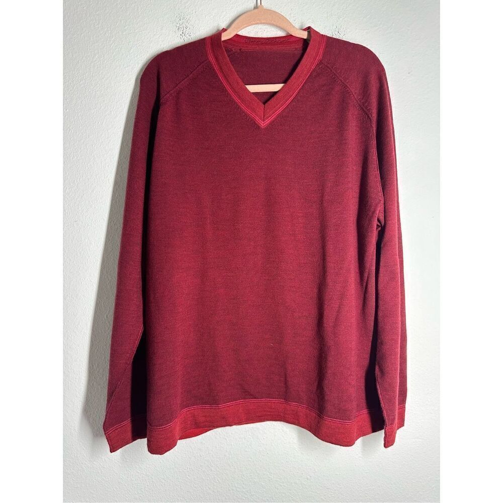 Tommy Bahama Sweater Mens Size L Red Extrafine Merino Wool Crewneck Pullover